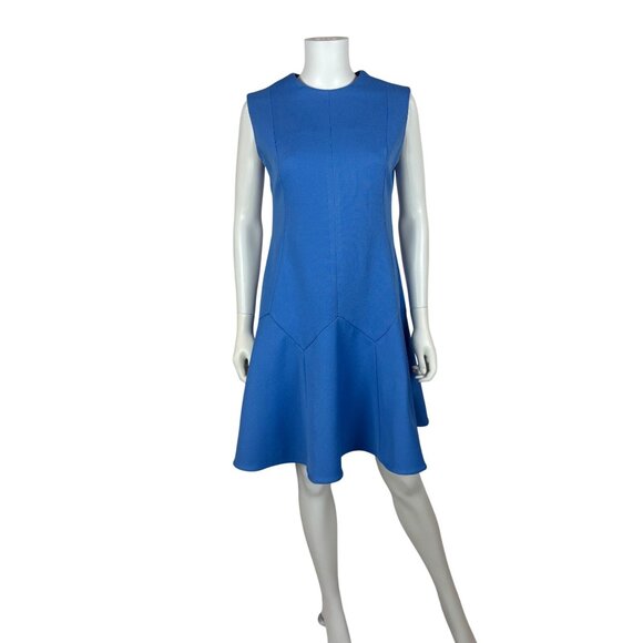 Vintage 70s Mod Dress Womens Medium Periwinkle Blue Polyester Dropwaist Shift - Picture 2 of 10